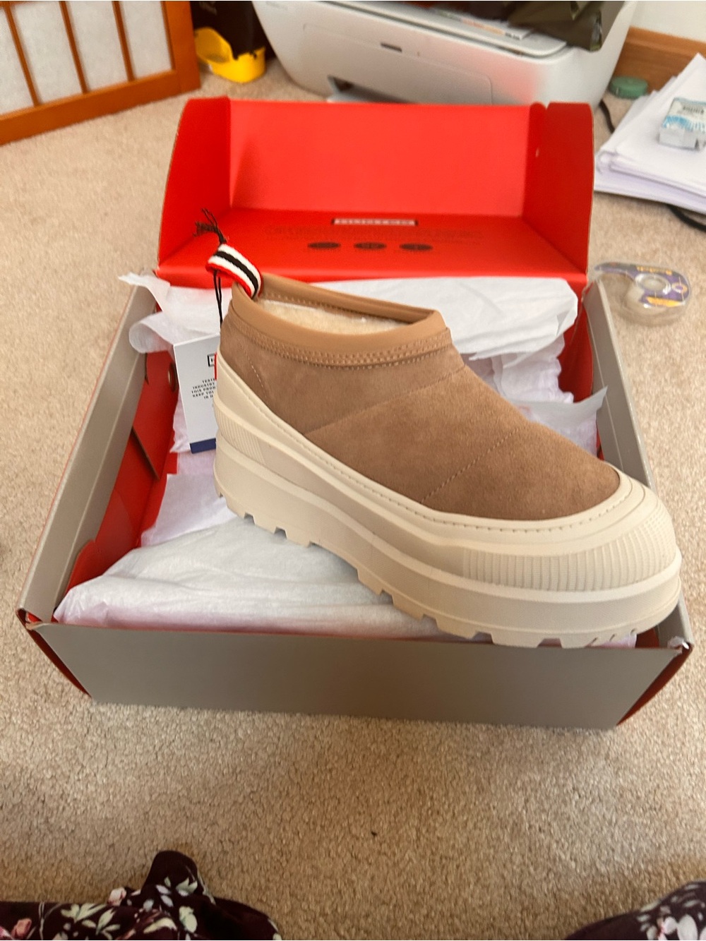 Hunter Tan Suede Platform Ankle Boot
